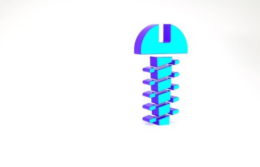 Turkuaz metal vida simgesi beyaz arkaplanda izole edildi. Minimalizm kavramı. 3d illüstrasyon 3B canlandırma