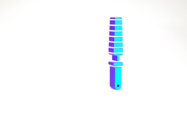 Beyaz arkaplanda izole edilmiş odun simgesi için turkuaz keski aracı. Minimalizm kavramı. 3d illüstrasyon 3B canlandırma