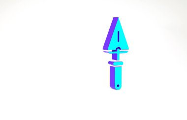 Turkuaz Trowel simgesi beyaz arkaplanda izole edildi. Minimalizm kavramı. 3d illüstrasyon 3B canlandırma