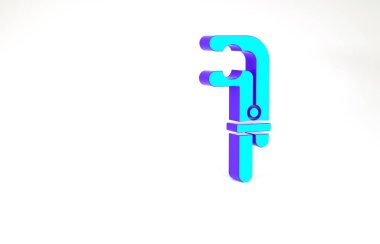 Turkuaz Clamp araç simgesi beyaz arkaplanda izole edildi. Çilingir aleti. Minimalizm kavramı. 3d illüstrasyon 3B canlandırma