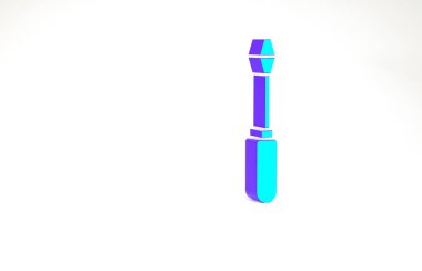 Turkuaz tornavida simgesi beyaz arkaplanda izole edildi. Servis aracı sembolü. Minimalizm kavramı. 3d illüstrasyon 3B canlandırma