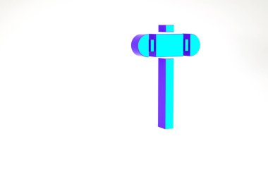 Turkuaz Balyoz simgesi beyaz arkaplanda izole edildi. Minimalizm kavramı. 3d illüstrasyon 3B canlandırma