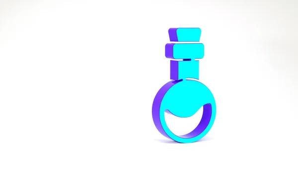 Turkos flaska med kärleksdryck ikon isolerad på vit bakgrund. Alla hjärtans dag symbol. Minimalistiskt koncept. 3D-återgivning för 3D — Stockfoto