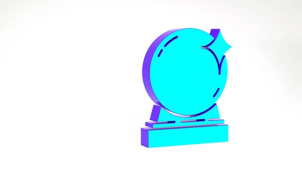 Icono de bola mágica turquesa aislado sobre fondo blanco. Una bola de cristal. Concepto minimalista. 3D ilustración 3D render — Foto de Stock