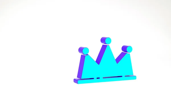 Ikona tyrkysové koruny izolovaná na bílém pozadí. Minimalismus. 3D ilustrace 3D vykreslení — Stock fotografie