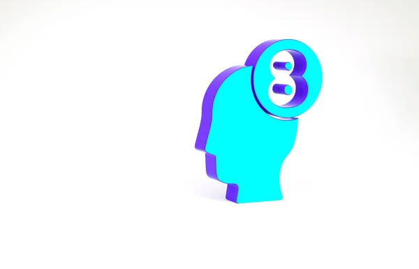 Tyrkys 8. března v ikonu lidské hlavy izolované na bílém pozadí. Mezinárodní den šťastných žen. Minimalismus. 3D ilustrace 3D vykreslení — Stock fotografie