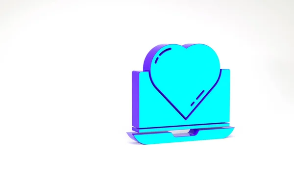 Turquesa Online citas aplicación y el icono de chat aislado sobre fondo blanco. Día Internacional de la Mujer Feliz. Concepto minimalista. 3D ilustración 3D render — Foto de Stock