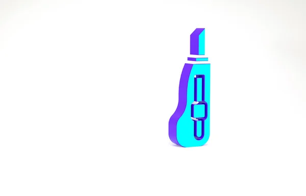Tyrkysová ikonka psacího nože izolovaná na bílém pozadí. Nůžky na papír. Minimalismus. 3D ilustrace 3D vykreslení — Stock fotografie