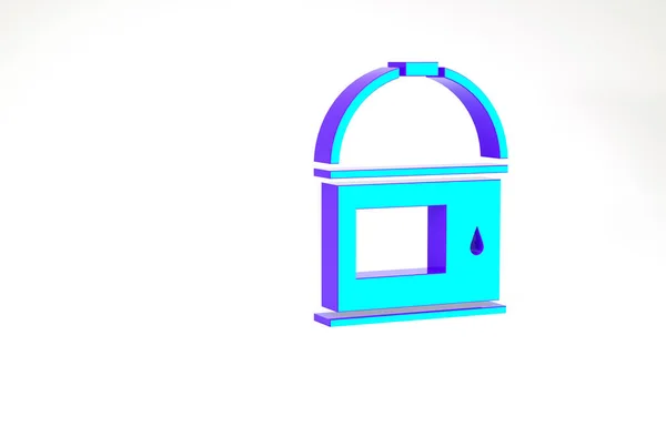 Turkusowa ikona wiadra farby izolowana na białym tle. Koncepcja minimalizmu. Ilustracja 3D 3D renderowania — Zdjęcie stockowe