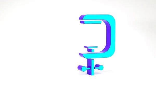 Türkis Klemm- und Schraubwerkzeug-Symbol isoliert auf weißem Hintergrund. Schlosserwerkzeug. Minimalismus-Konzept. 3D Illustration 3D Renderer — Stockfoto