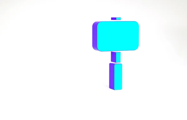 Türkises Vorschlaghammer-Symbol isoliert auf weißem Hintergrund. Minimalismus-Konzept. 3D Illustration 3D Renderer — Stockfoto