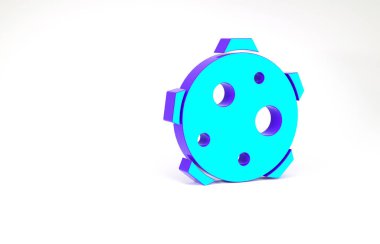 Turkuaz Gezegen simgesi beyaz arkaplanda izole edildi. Minimalizm kavramı. 3d illüstrasyon 3B canlandırma