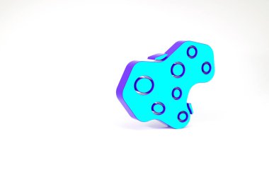 Turkuaz Asteroid simgesi beyaz arkaplanda izole edildi. Minimalizm kavramı. 3d illüstrasyon 3B canlandırma