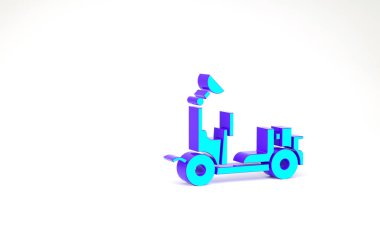 Turkuaz Mars aracı simgesi beyaz arkaplanda izole edildi. Uzay aracı. Ay yürüyüşü işareti. Gezegen yüzeyini incelemek için bir cihaz. Minimalizm kavramı. 3d illüstrasyon 3B canlandırma