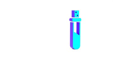 Beyaz arka planda izole edilmiş aşk ikonu ikonu içeren turkuaz şişe. Sevgililer Günü sembolü. Minimalizm kavramı. 3d illüstrasyon 3B canlandırma