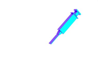 Turkuaz şırınga simgesi beyaz arkaplanda izole edildi. Aşı için şırınga, aşı, iğne, grip aşısı. Tıbbi ekipman. Minimalizm kavramı. 3d illüstrasyon 3B canlandırma