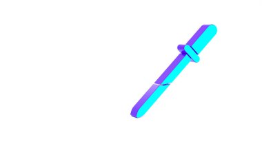 Turkuaz Pipette simgesi beyaz arkaplanda izole edildi. Tıbbi elementler, kimya laboratuarı ekipmanları. Tıp sembolü. Minimalizm kavramı. 3d illüstrasyon 3B canlandırma