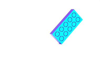 Turkuaz haplar beyaz arka planda izole edilmiş. İlaç paketi. Tablet, vitamin, antibiyotik, aspirin. Minimalizm kavramı. 3d illüstrasyon 3B canlandırma