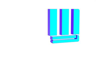 Turkuaz havlu yığını simgesi beyaz arkaplanda izole edildi. Minimalizm kavramı. 3d illüstrasyon 3B canlandırma