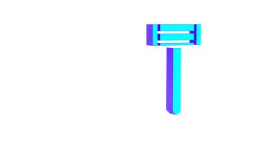 Turkuaz tıraş makinesi simgesi beyaz arka planda izole edildi. Minimalizm kavramı. 3d illüstrasyon 3B canlandırma