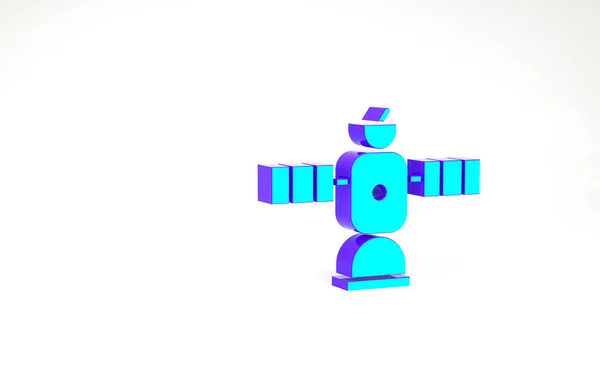 Türkisfarbenes Satellitensymbol isoliert auf weißem Hintergrund. Minimalismus-Konzept. 3D Illustration 3D Renderer — Stockfoto