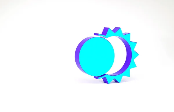 Türkis Eclipse des Sonnensymbols isoliert auf weißem Hintergrund. Totale Sonarfinsternis. Minimalismus-Konzept. 3D Illustration 3D Renderer — Stockfoto