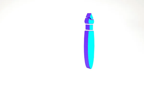 Icône brosse turquoise isolée sur fond blanc. Concept de minimalisme. Illustration 3D rendu 3D — Photo