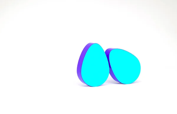 Huevos de Pascua de color turquesa icono aislado sobre fondo blanco. Feliz Pascua. Concepto minimalista. 3D ilustración 3D render — Foto de Stock