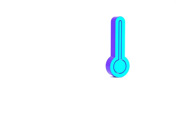 Türkis medizinisches Thermometer für medizinische Untersuchung Symbol isoliert auf weißem Hintergrund. Minimalismus-Konzept. 3D Illustration 3D Renderer — Stockfoto