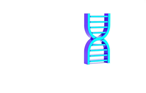 Turkos DNA symbol ikon isolerad på vit bakgrund. Minimalistiskt koncept. 3D-återgivning för 3D — Stockfoto