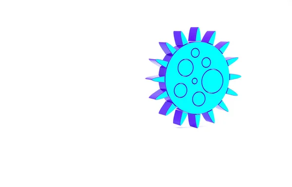Turkos Virus ikon isolerad på vit bakgrund. Coronavirus 2019-nCoV. Bakterier och bakterier, cellcancer, mikrob, svampar. Minimalistiskt koncept. 3D-återgivning för 3D — Stockfoto