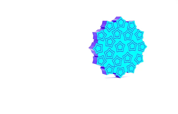 Turkusowa ikona wirusa izolowana na białym tle. Wirus Corona 2019-nCoV. Bakterie i zarazki, rak komórek, mikrob, grzyby. Koncepcja minimalizmu. Ilustracja 3D 3D renderowania — Zdjęcie stockowe