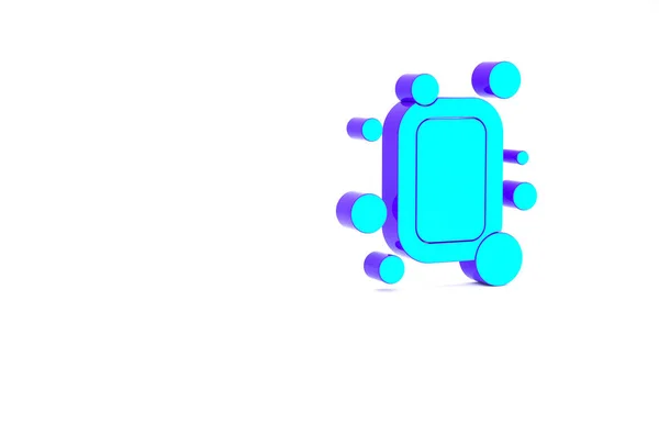 蓝绿色的肥皂图标在白色背景上隔离.有气泡的肥皂吧最低纲领的概念。3D渲染3D插图 — 图库照片