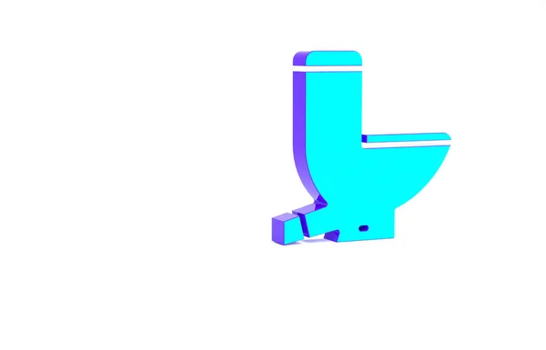 绿松石厕所碗图标孤立在白色背景.最低纲领的概念。3D渲染3D插图 — 图库照片