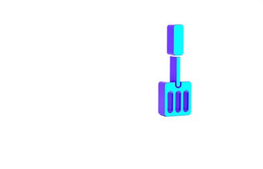 Turkuaz Spatula simgesi beyaz arkaplanda izole edildi. Mutfak spatula ikonu. Barbekü spatula işareti. Barbekü ve ızgara aleti. Minimalizm kavramı. 3d illüstrasyon 3B canlandırma