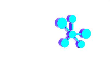 Turkuaz Molekül simgesi beyaz arkaplanda izole edildi. Kimya moleküllerinin yapısı, fen öğretmenlerinin yenilikçi eğitim posteri. Minimalizm kavramı. 3d illüstrasyon 3B canlandırma