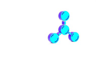 Turkuaz Molekül simgesi beyaz arkaplanda izole edildi. Kimya moleküllerinin yapısı, fen öğretmenlerinin yenilikçi eğitim posteri. Minimalizm kavramı. 3d illüstrasyon 3B canlandırma