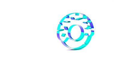 Beyaz arka planda izole edilmiş tatlı jöleli turkuaz çörek. Minimalizm kavramı. 3d illüstrasyon 3B canlandırma