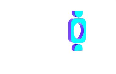 Turkuaz şeker simgesi beyaz arkaplanda izole edildi. Minimalizm kavramı. 3d illüstrasyon 3B canlandırma