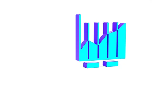 Icône infographique Turquoise Pie isolée sur fond blanc. Schéma graphique signe. Concept de minimalisme. Illustration 3D rendu 3D — Photo