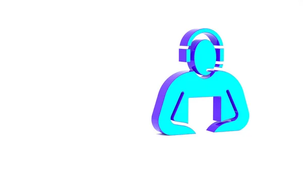 Turquoise Student icon isolated on white background. Minimalism concept. 3d illustration 3D render — Stock Photo, Image