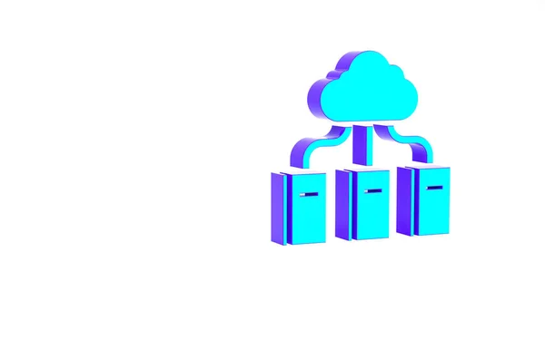 Turquoise Cloud of online bibliotheek pictogram geïsoleerd op witte achtergrond. Internetonderwijs of afstandsonderwijs. Minimalisme concept. 3d illustratie 3D renderen — Stockfoto