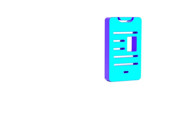 Turquoise Online book on mobile ikona izolowana na białym tle. Koncepcja edukacji internetowej, zasoby e-learningowe. Koncepcja minimalizmu. Ilustracja 3D 3D renderowania — Zdjęcie stockowe