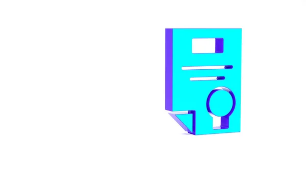 Turquoise Certyfikat szablon ikona izolowane na białym tle. Osiągnięcia, nagrody, dyplomy, stypendia, koncepcje dyplomowe. Koncepcja minimalizmu. Ilustracja 3D 3D renderowania — Zdjęcie stockowe