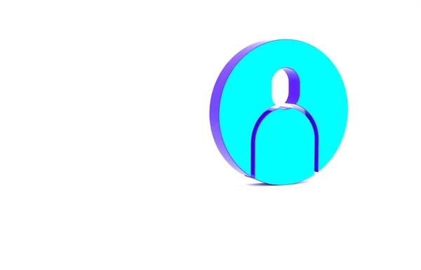 Turquoise Create account screen icon 은 흰색 배경에 분리되어 있다. 미니멀리즘의 개념입니다. 3d 삽화 3D 렌더링 — 스톡 사진
