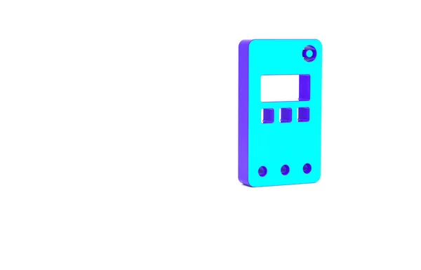 Бірюзовий смартфон - ікона мобільного зв'язку, ізольована на білому тлі. Концепція мінімалізму. 3D-рендеринг — стокове фото