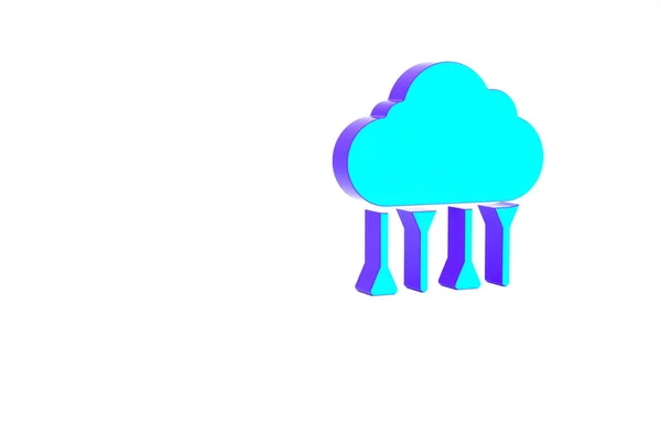 Turquoise Network cloud verbinding pictogram geïsoleerd op witte achtergrond. Sociale technologie. Cloud computing concept. Minimalisme concept. 3d illustratie 3D renderen — Stockfoto