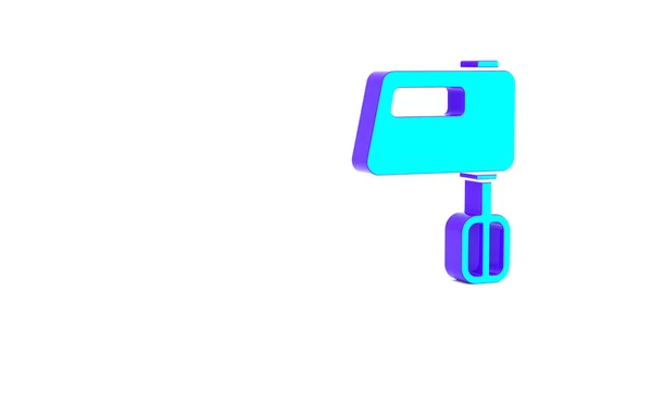 Icona miscelatore elettrico turchese isolato su sfondo bianco. Frullatore da cucina. Concetto minimalista. Illustrazione 3d rendering 3D — Foto Stock