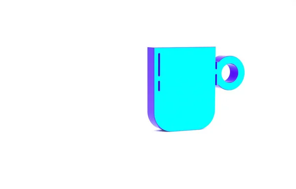 Türkiz kávé csésze ikon elszigetelt fehér alapon. Teáscsésze. Forró kávé. Minimalizmus koncepció. 3d illusztráció 3D render — Stock Fotó