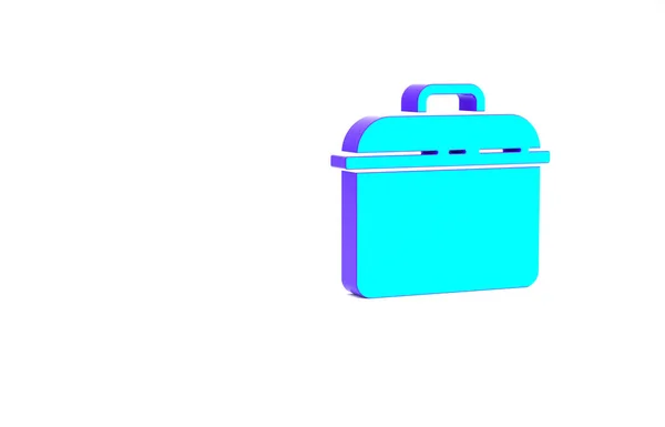 Tyrkysová ikona hrnce na vaření izolované na bílém pozadí. Vařit nebo dušené jídlo symbol. Minimalismus. 3D ilustrace 3D vykreslení — Stock fotografie